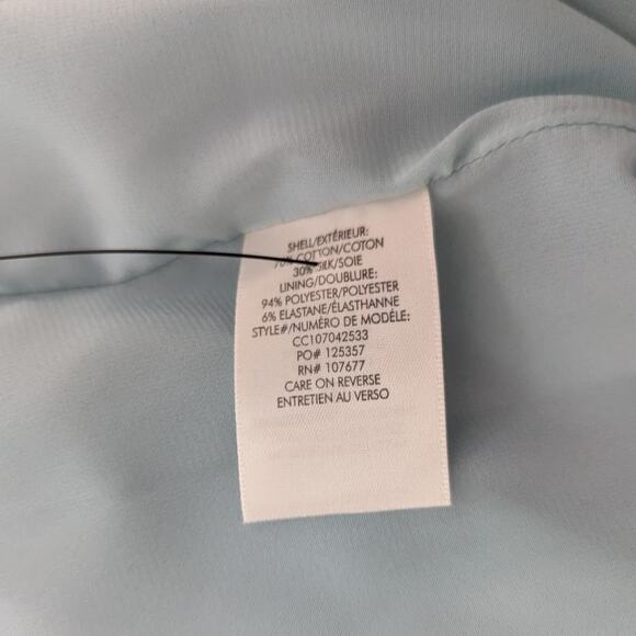 Alice + Olivia Rowen Tiered Square Neck Mini Dress Blue Puff Sleeves XS Preowned - Picture 9 of 9